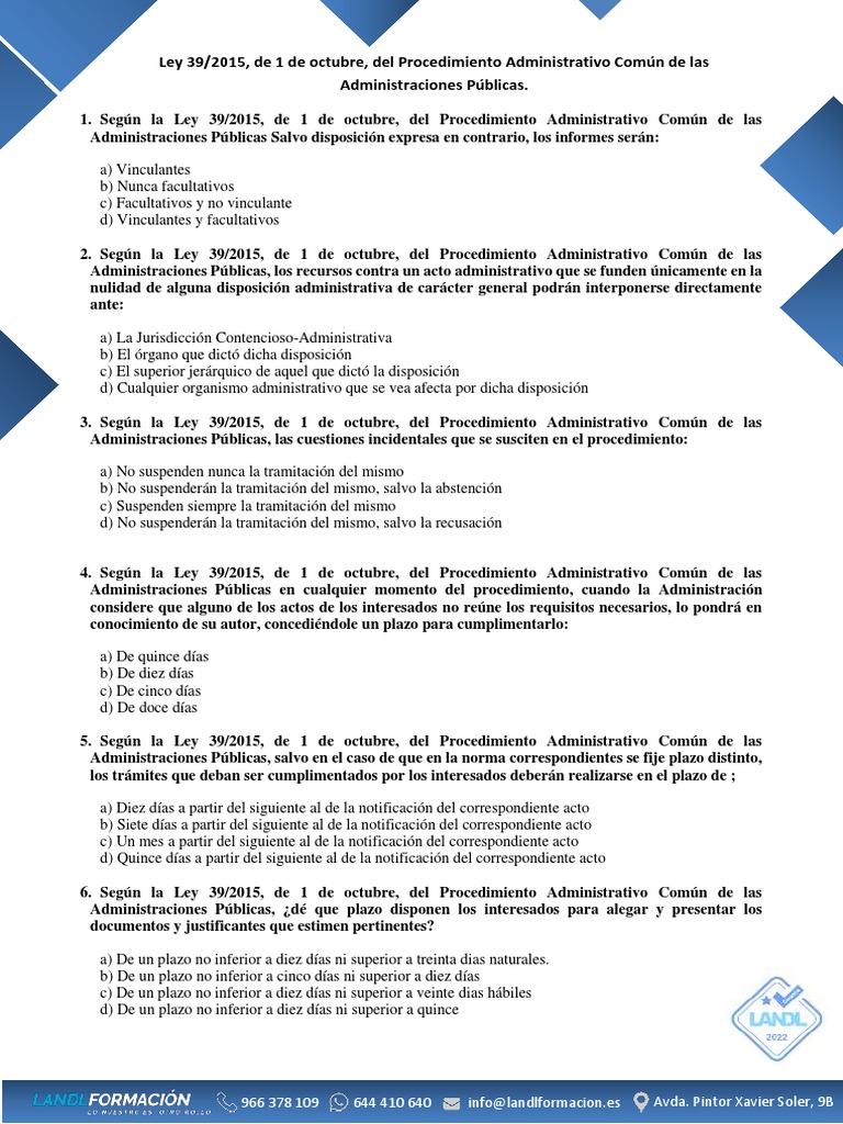 Test Ley 39 2015 Landl 1 PDF Gobierno Justicia