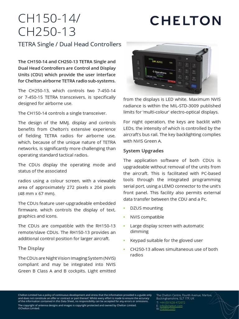Chelton ch150 14 ch250 13 Tetra Single and Dual Head Controllers | PDF ...