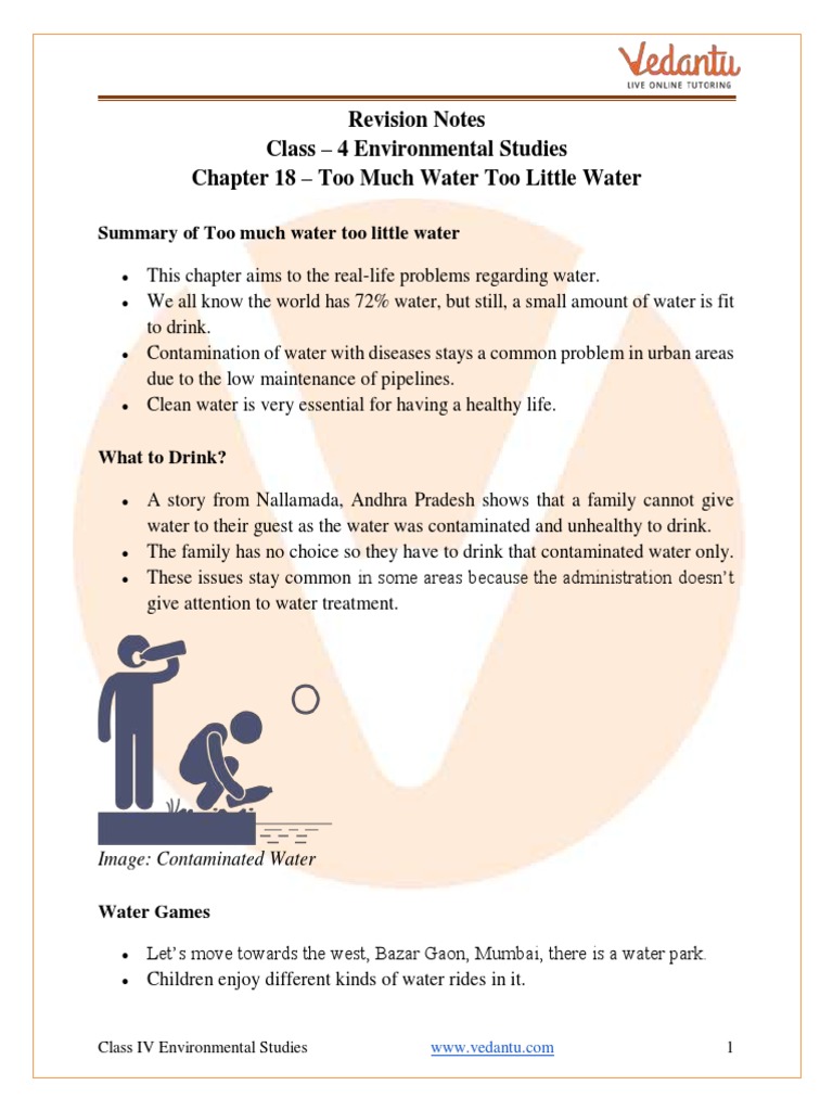 Too Much Water Too Little Water Class 4 Notes CBSE EVS Chapter 18 (PDF ...