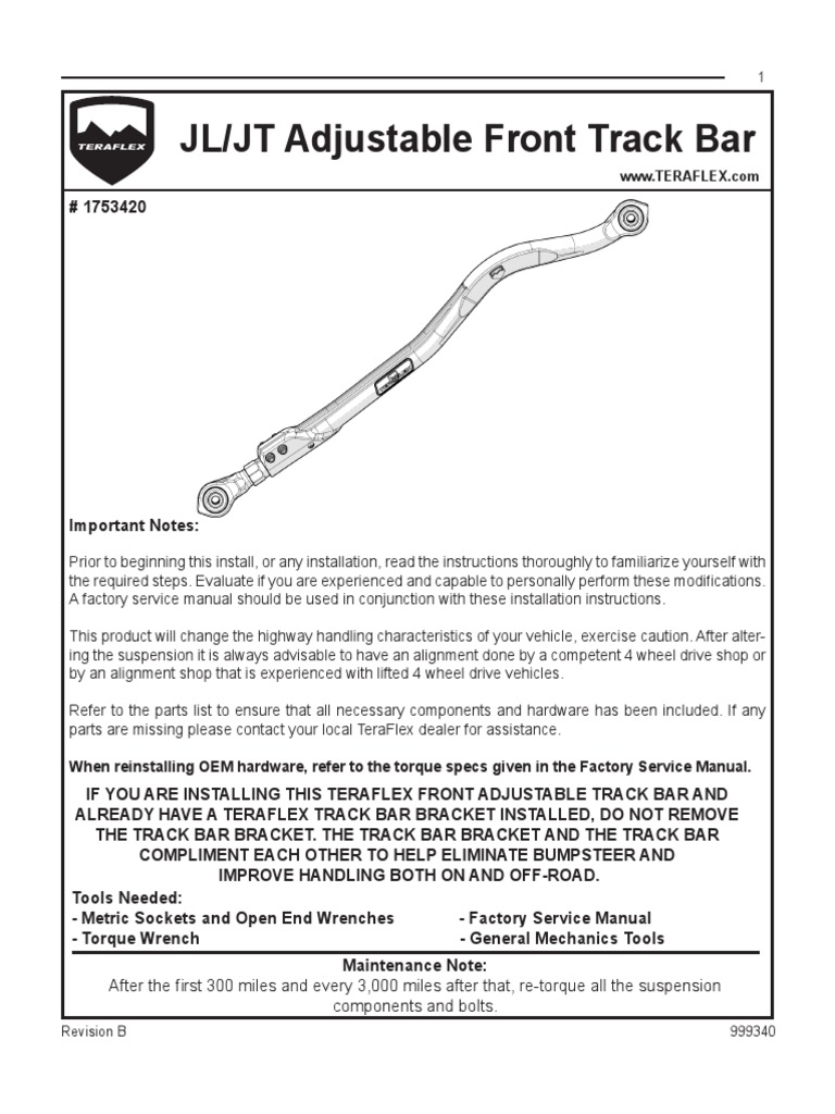Jeep JL JT Front Track Bar Assembly With Upgrade Joint Kit