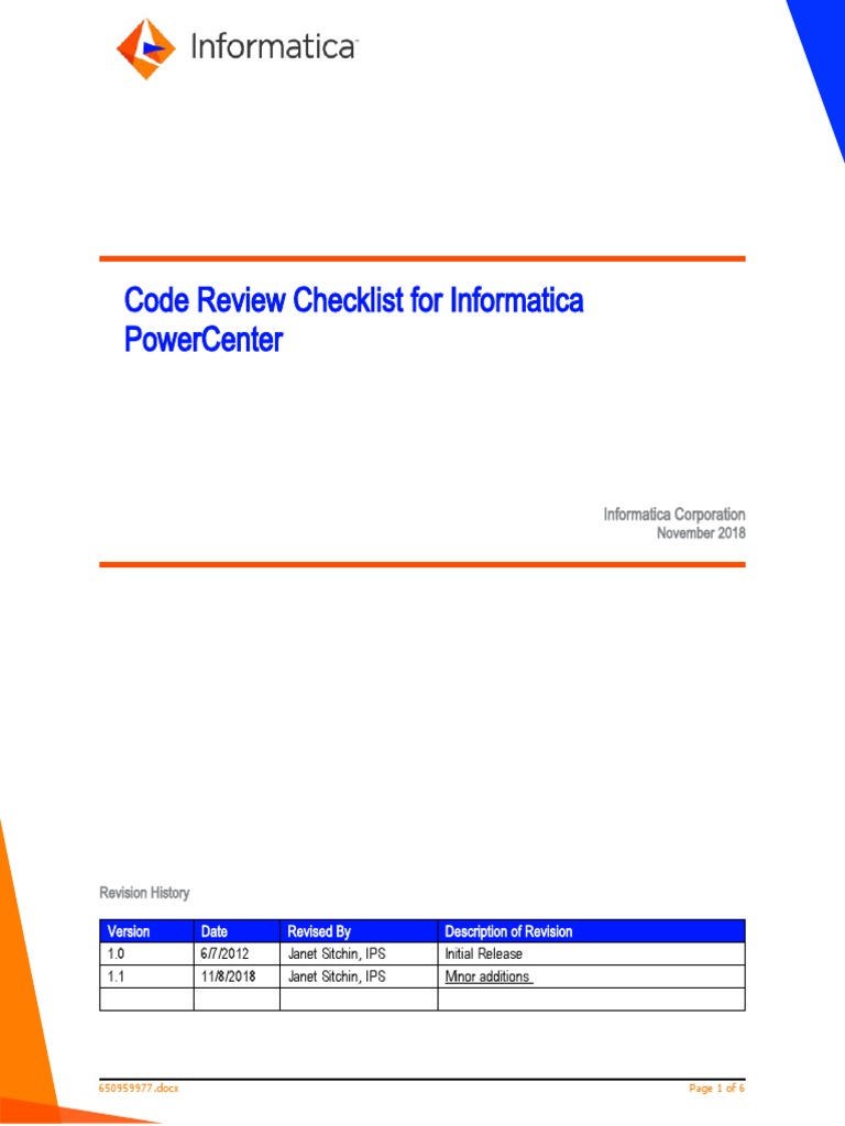 Code Review Checklist For Informatica PowerCenter | PDF | Code ...