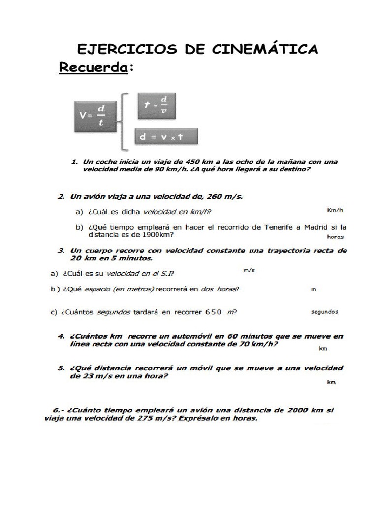 Ejercicios de Cinematica PDF