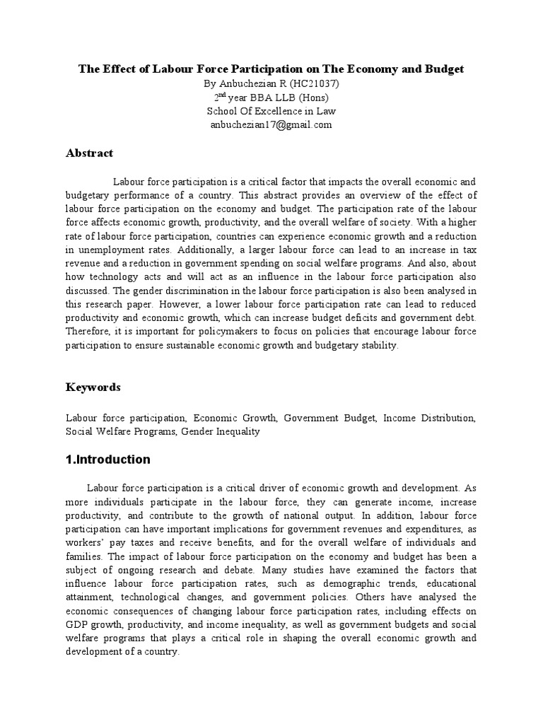 Impact of Labor Force Participation on Economy | PDF | Labour Economics ...