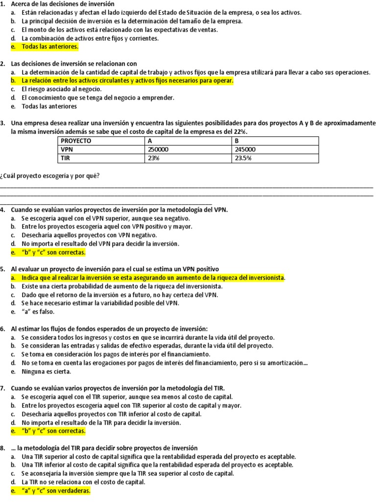 Examen Parcial de Finanzas | PDF | Rentabilidad sobre recursos propios ...