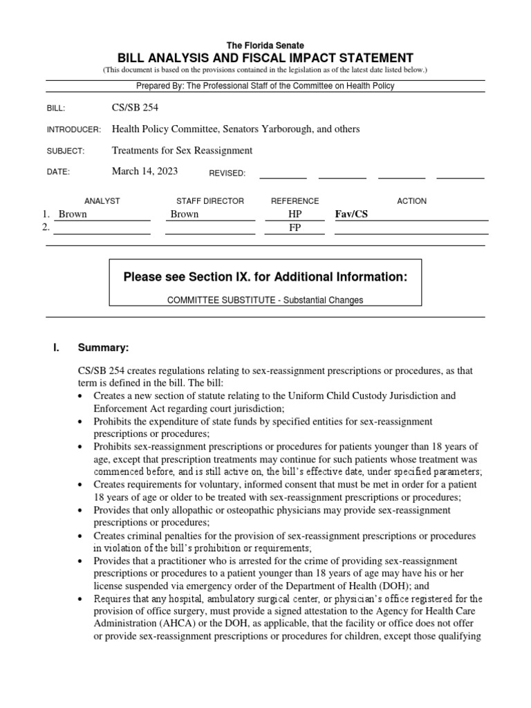 Florida SB 254 PDF Diagnostic And Statistical Manual Of Mental