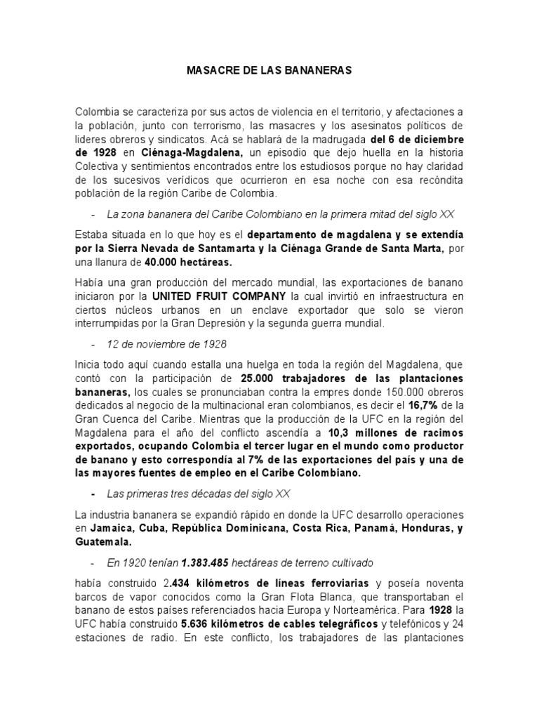 Masacre de Las Bananeras | PDF | Colombia