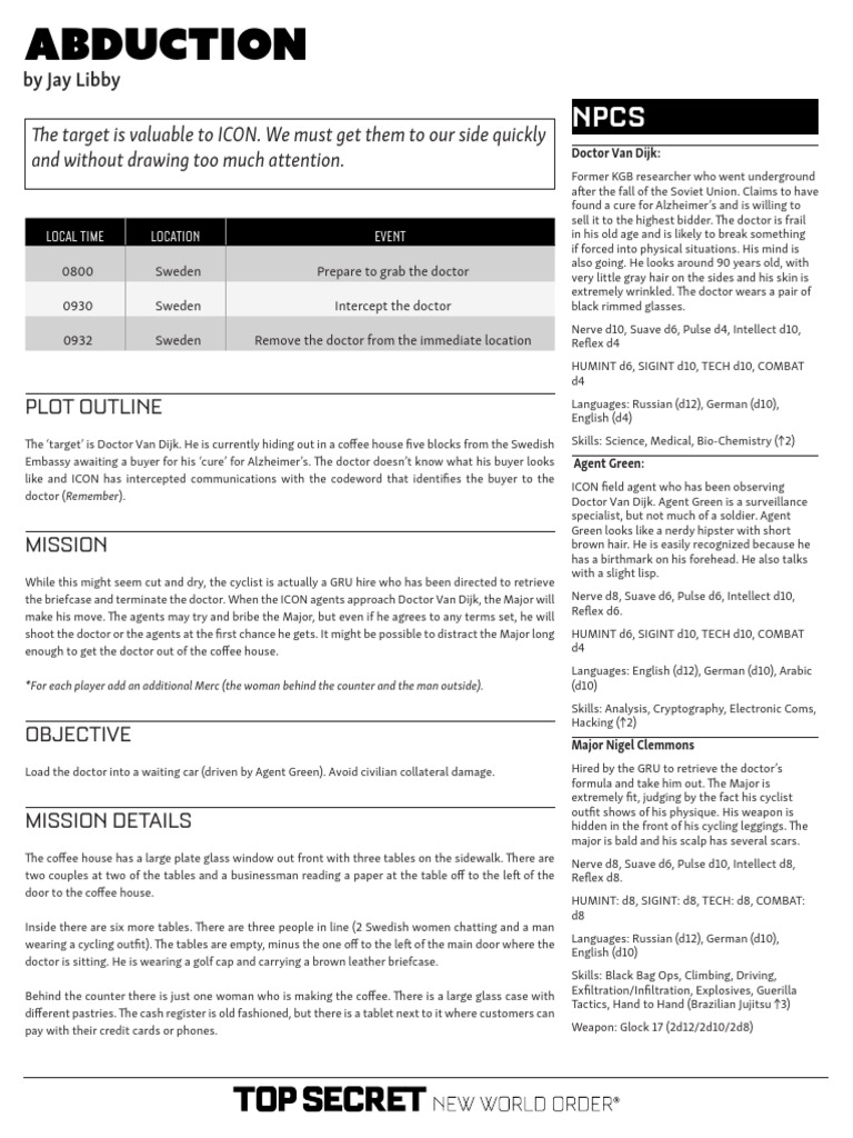 Top Secret NWO One Page Mission Abduction Jay Libby PDF