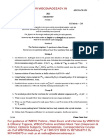 WBCS Main Examination 2020 Optional Chemistry Question Paper 1