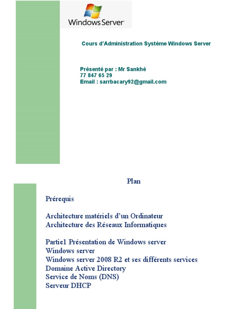 Cours sur Windows Server 2008 R2 | PDF | Périphérique informatique ...
