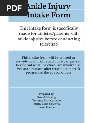 Intake Form Ankle Sprain