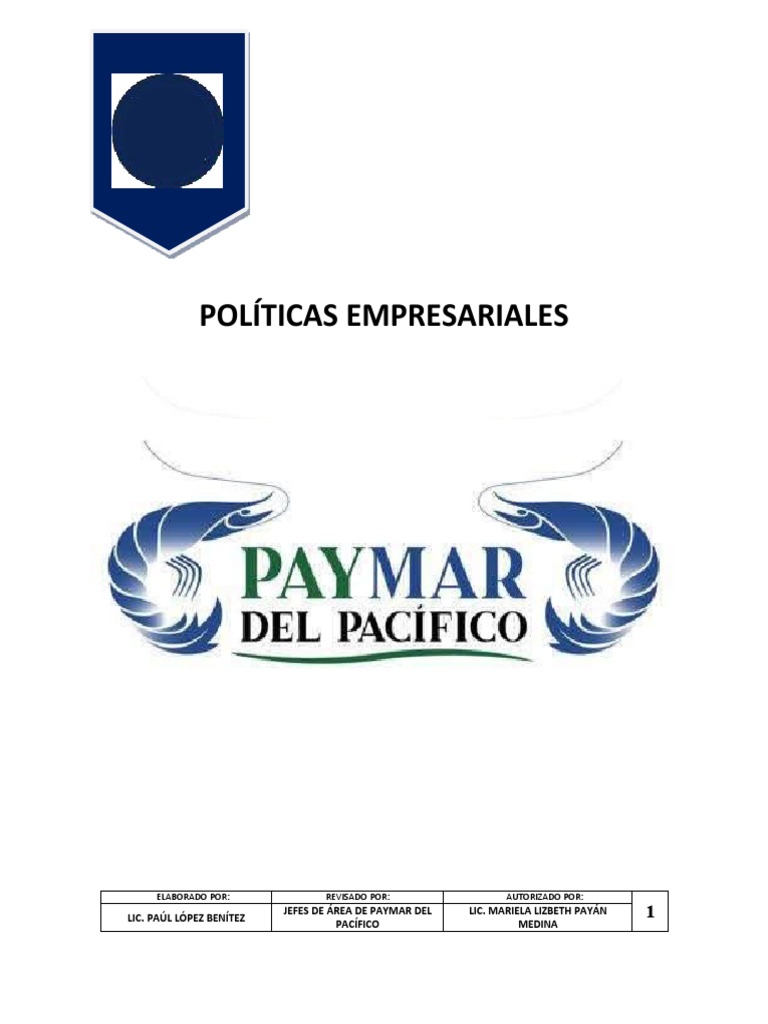 Políticas Empresariales de Paymar | PDF | Contabilidad | Presupuesto