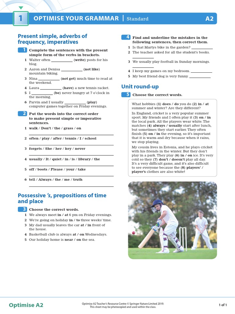OPT A2 U01 Grammar Standard PDF | PDF | Cognitive Science | Human ...