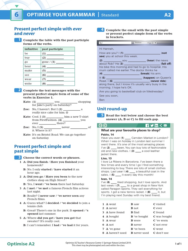 OPT A2 U06 Grammar Standard PDF | PDF | Languages | Foreign Language ...