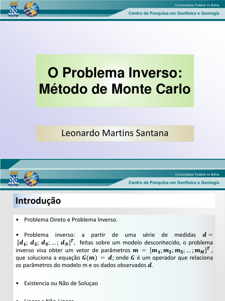 Problema Inverso e Monte Carlo | PDF | Método de Monte Carlo ...