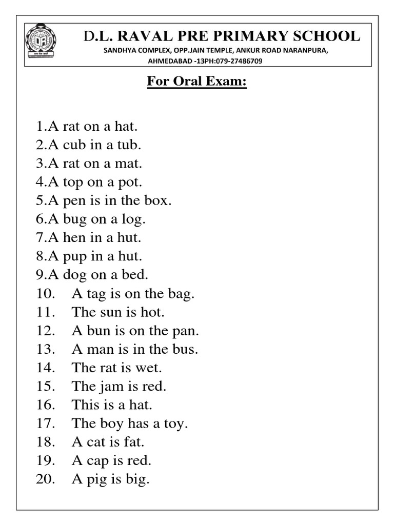 Fun Rhymes for Oral Exam Practice | PDF