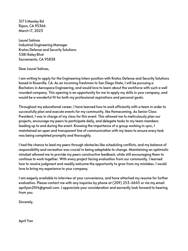 Cover Letter 2023 | PDF