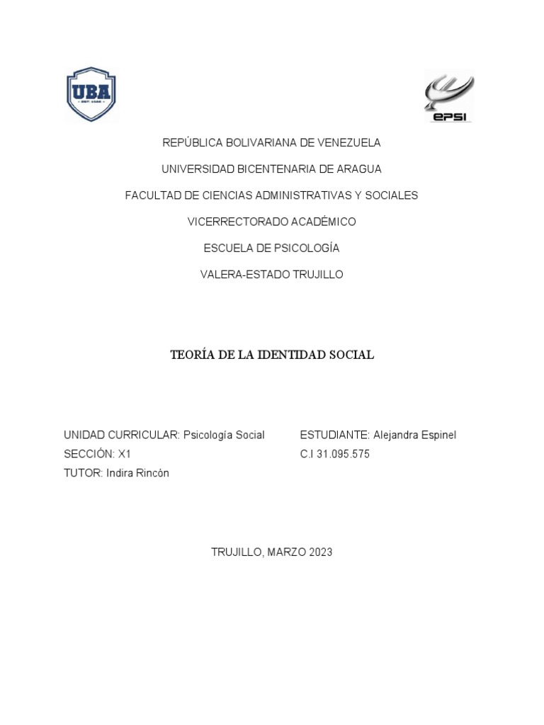 Teoria de La Identidad Social | PDF | Estereotipos | Liderazgo