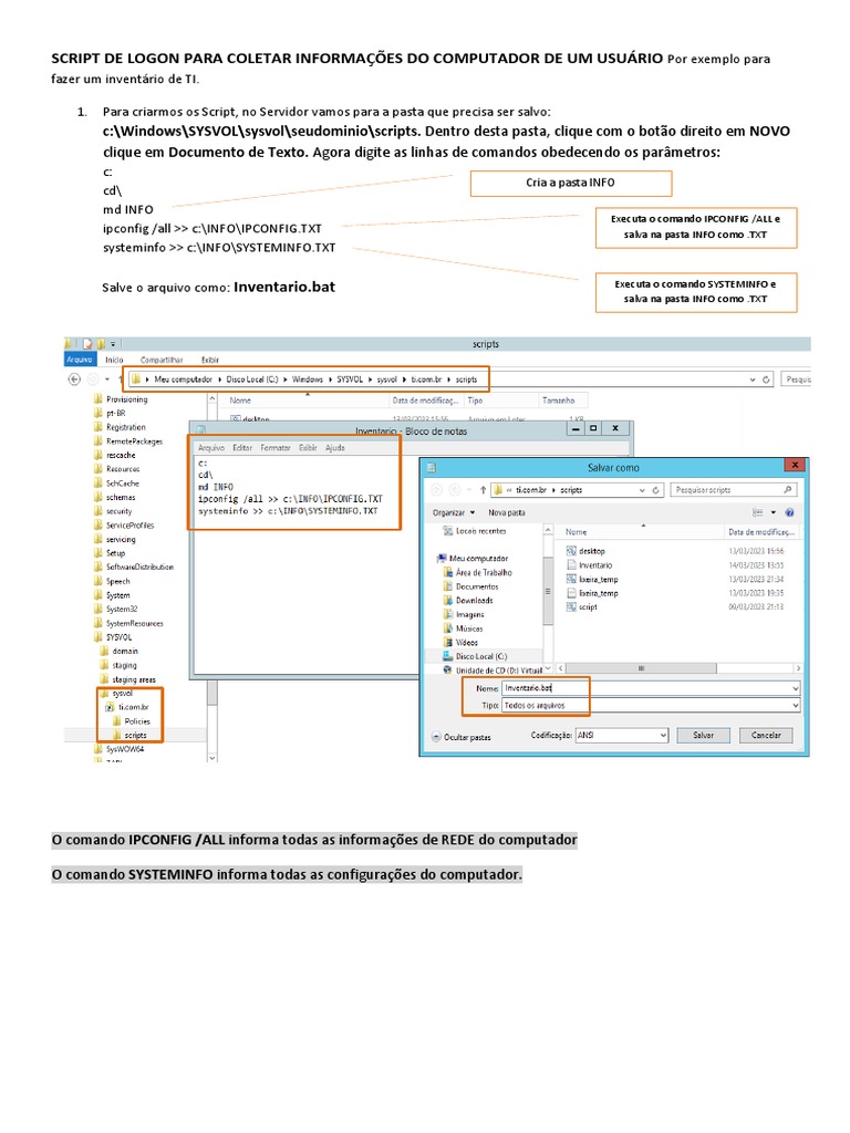 Script de Logon para Informaçoes Do Computador | PDF | Computadores