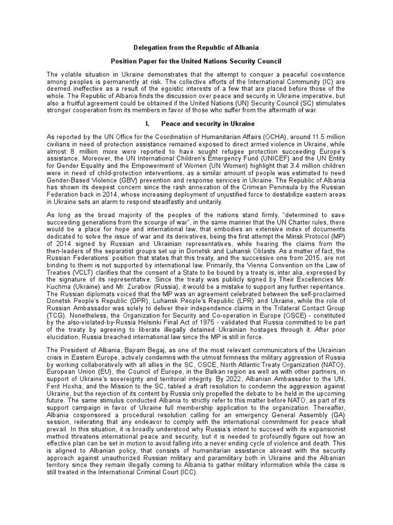 Position Paper - Delegation of The Republic of Albania | PDF ...