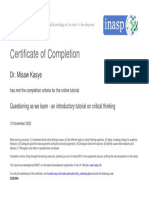 Questioning As We Learn Tutorial - Completion Certificate