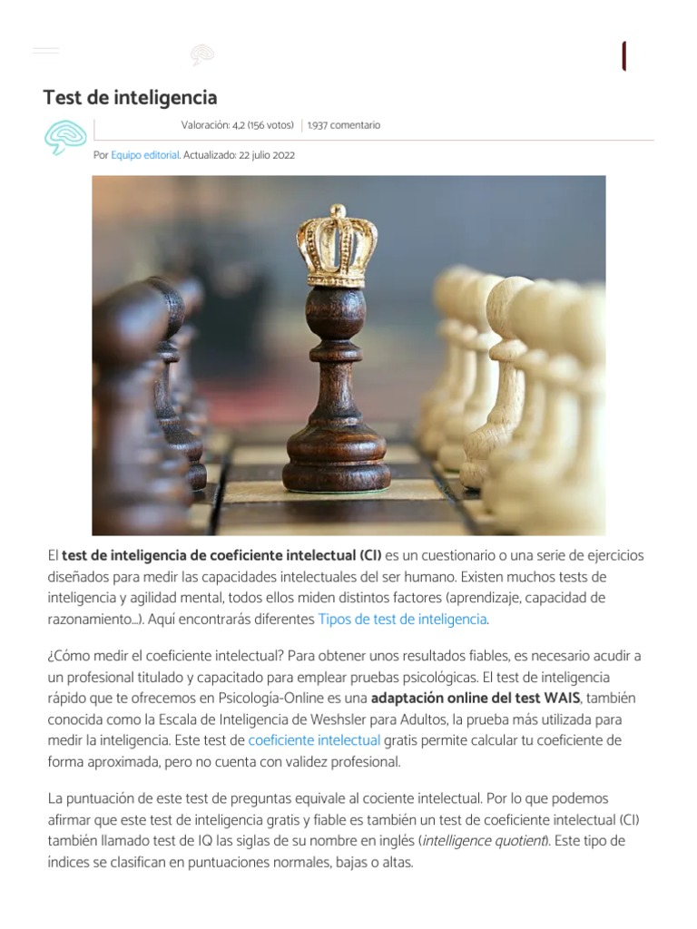 Test de Inteligencia Test de IQ Gratis, Online y Fiable PDF