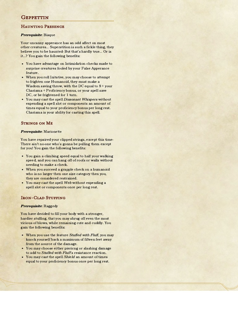Geppettin Race Features and Abilities | PDF | Law