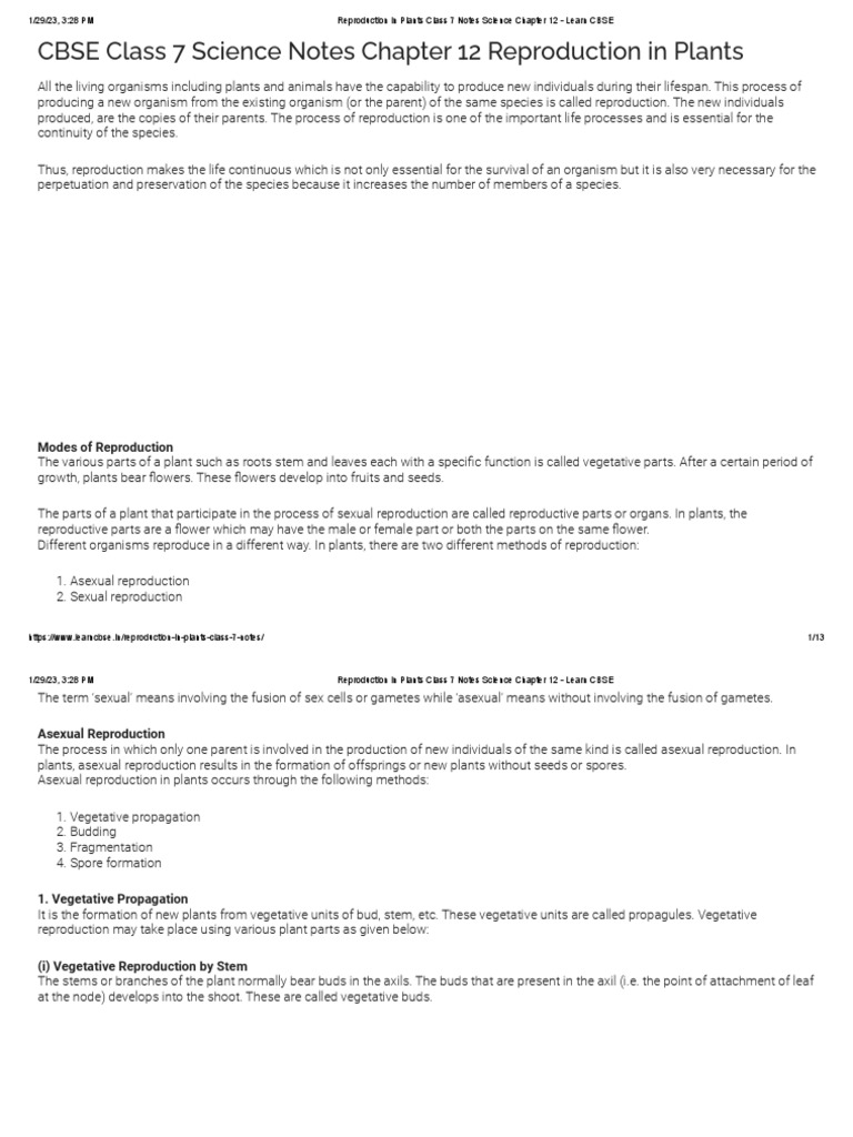 Reproduction in Plants Class 7 Notes Science Chapter 12 - Learn CBSE ...
