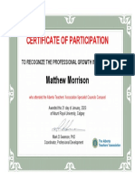 Certificate of Participation: Matthew Morrison