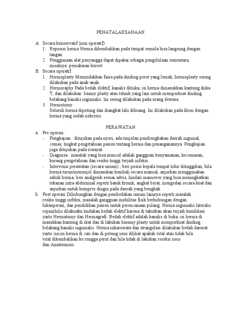 Penatalaksanaan Dan Perawatan Hernia Pdf