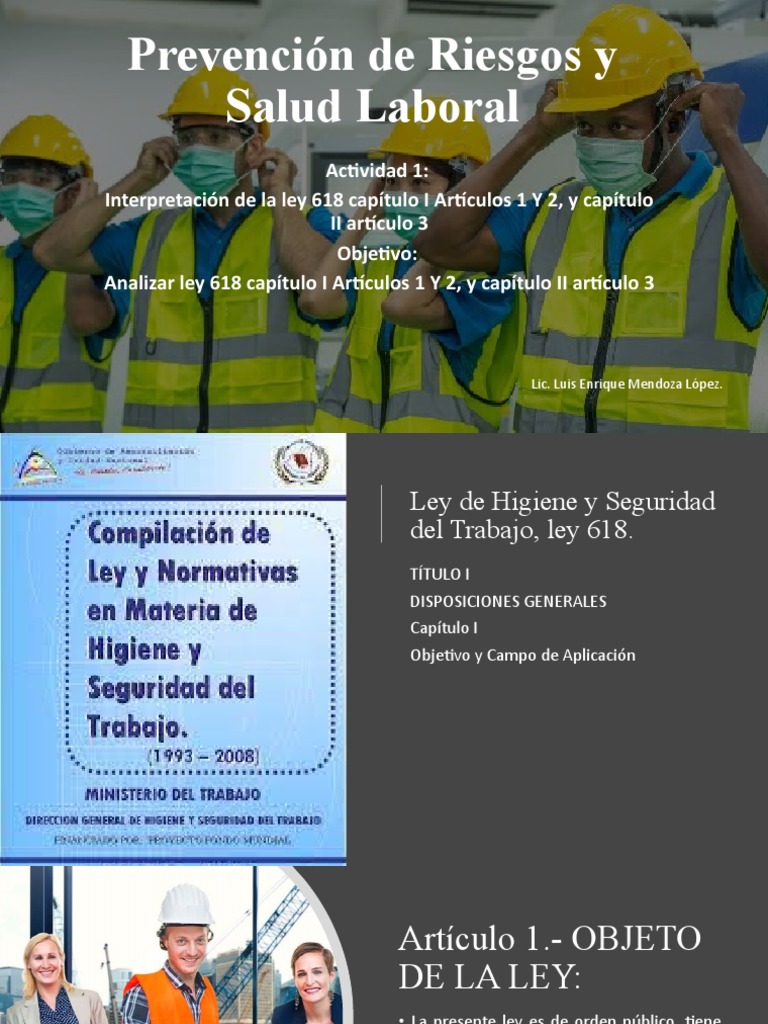 Ley 618: Prevención de Riesgos Laborales | PDF | Seguridad y salud ...