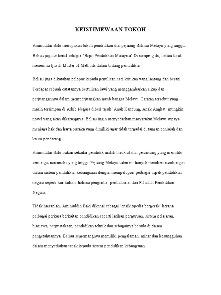 Keistimewaan Tokoh  PDF