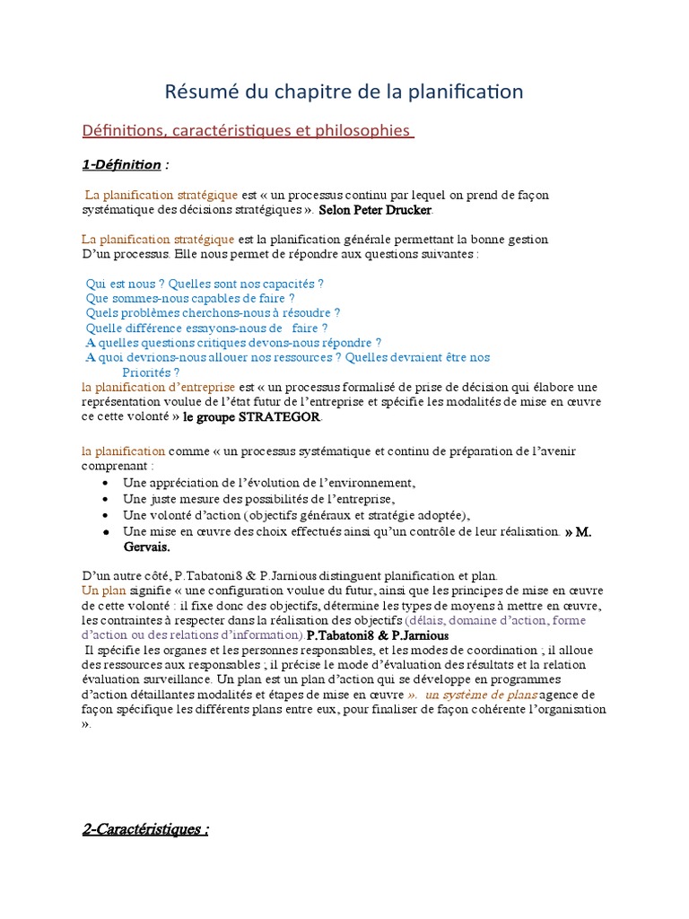 Définitions de la planification stratégique | PDF | Planification | Risque