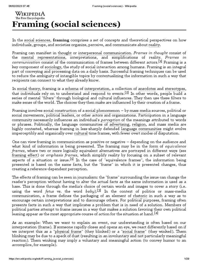 Framing (Social Sciences) - Wikipedia | PDF | Framing (Social Sciences ...