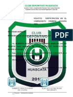 Club Deportivo Huascata solicita participar en Primera División 2023