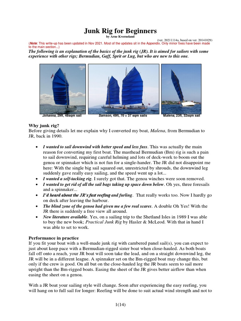 Introduction to Junk Rig Sailing | PDF | Sail | Water Transport