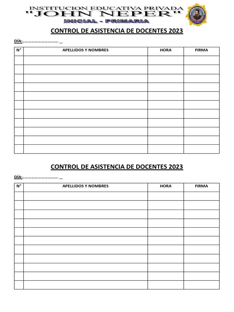 Control de Asistencia de Docentes 2023 | PDF