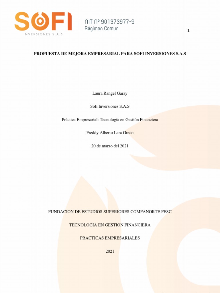 Mejora Empresarial en Sofi Inversiones S.A.S | PDF | Crecimiento ...