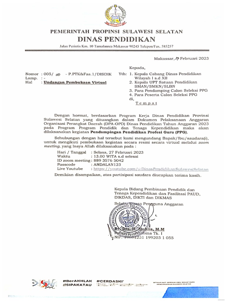 Undangan Pembukaan Virtual PDF | PDF