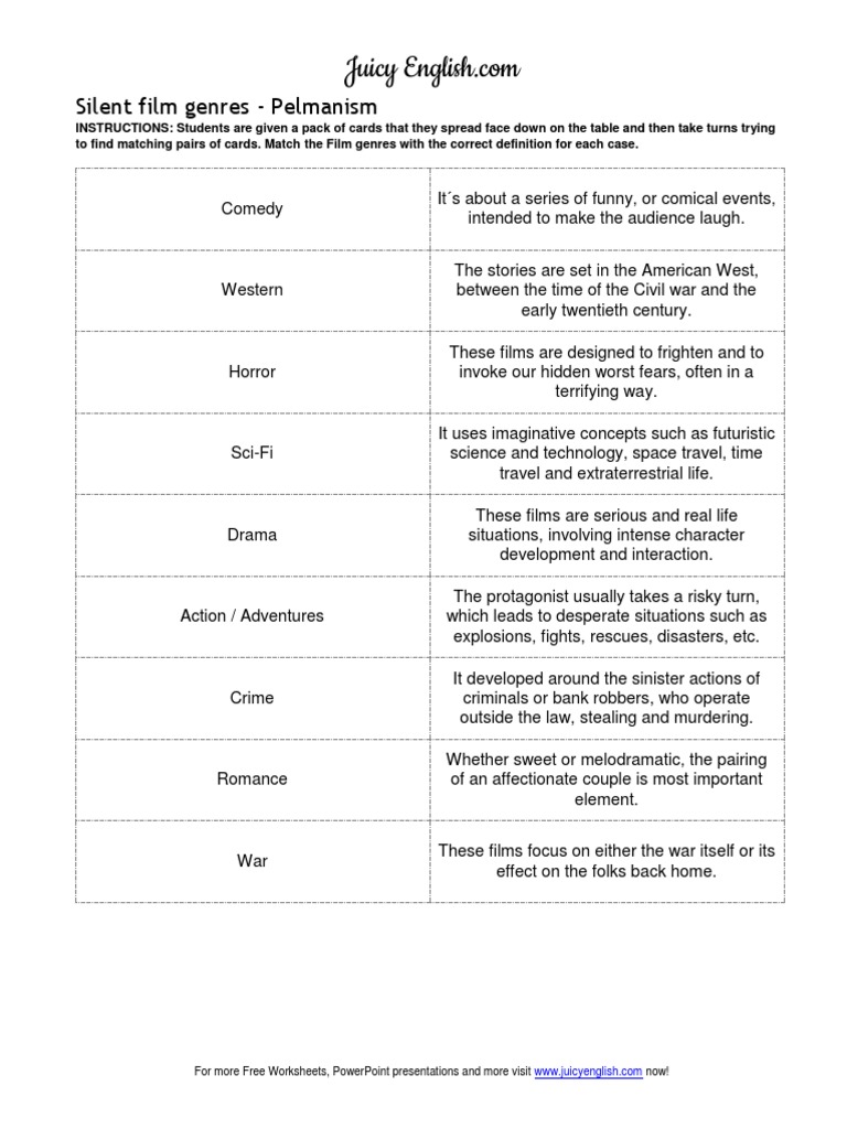 01 g11 Silent Film Genres Pelmanism PDF