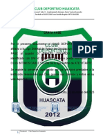 Carta pase jugador club deportivo Huascata