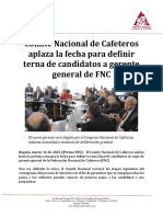 BOLETÍN - Comité Nacional de Cafeteros Aplaza La Fecha para Definir Terna de Candidatos A Gerente General de FNC