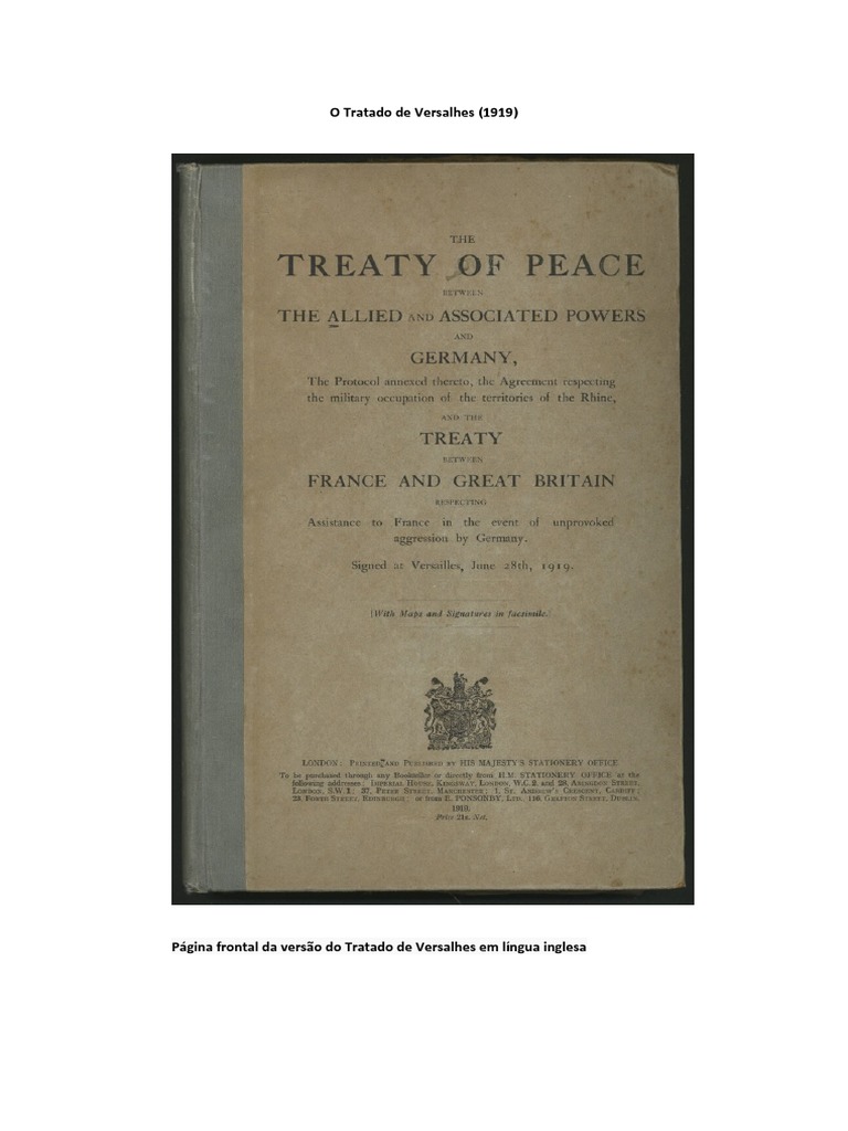 O Tratado de Versalhes (1919) | PDF | Tratado de Versalhes | Relações ...