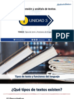 Unidad 3 3.1. Tipos de Texto y Funciones Del Lenguaje