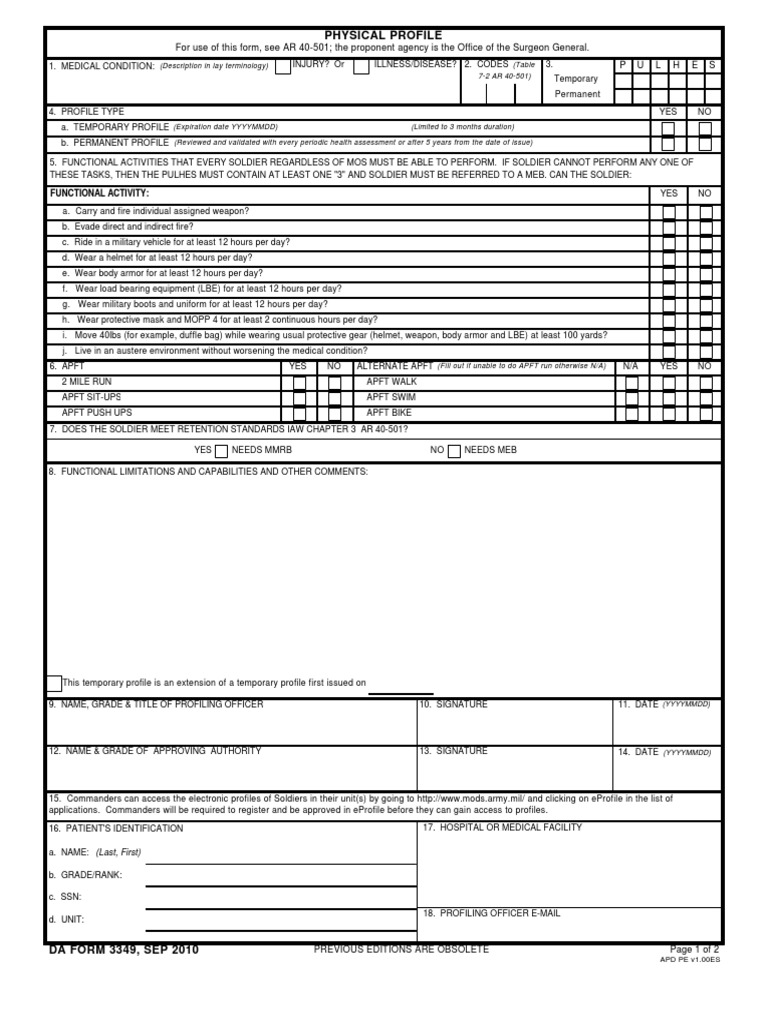 Da Form 10 | PDF | Health Care