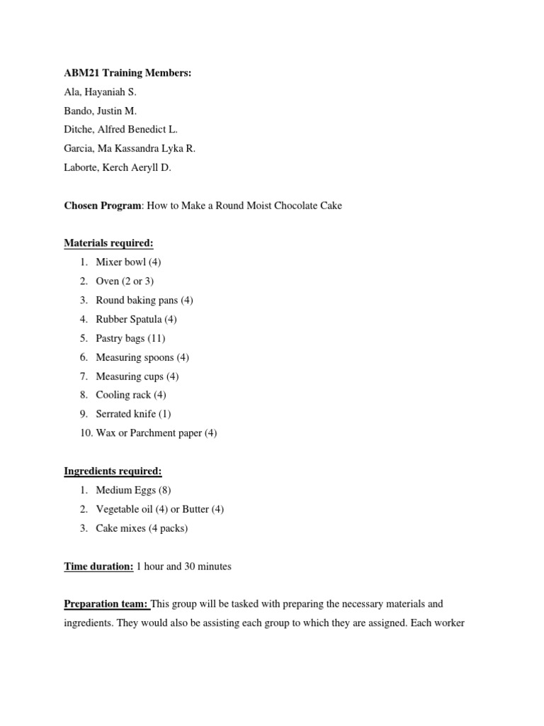 ABM21 TrainingProgram PDF Cakes Baking
