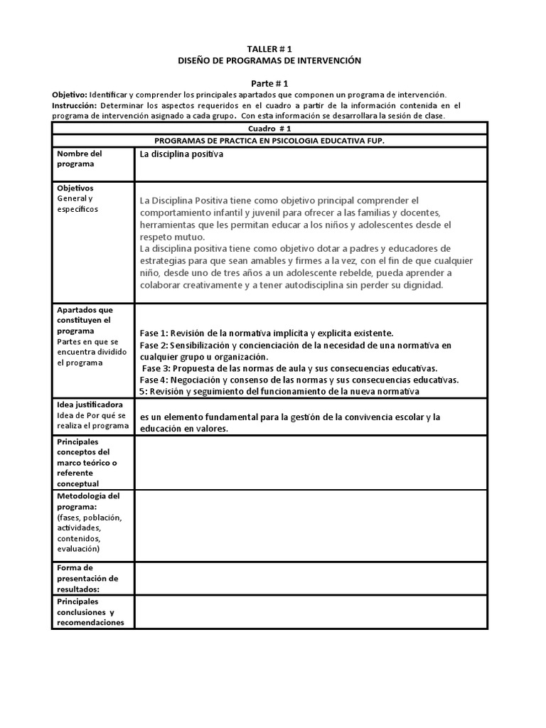 Taller Diseño de Programas de Intervencion | Descargar gratis PDF ...