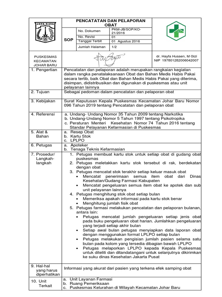 8 2 4 1 sop 21 pencatatan dan pelaporan pdf