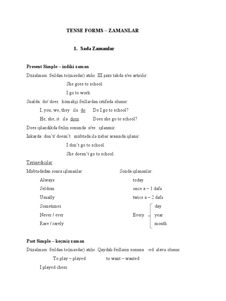 Tense Forms | PDF