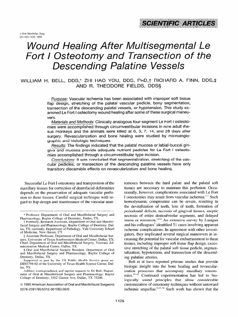 Wound Healing After Multisegmental Lefort I Osteotomy and Transection ...