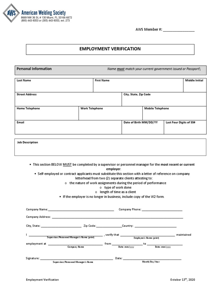 Employment verification form app pdf telecommunications service